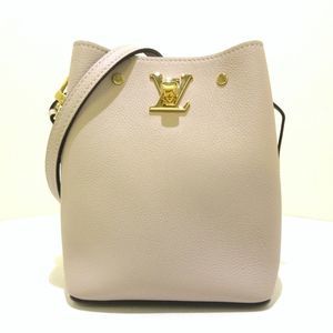 Louis Vuitton Nano Lock Me Bucket Grain Calf Leather Gray Shoulder Bag